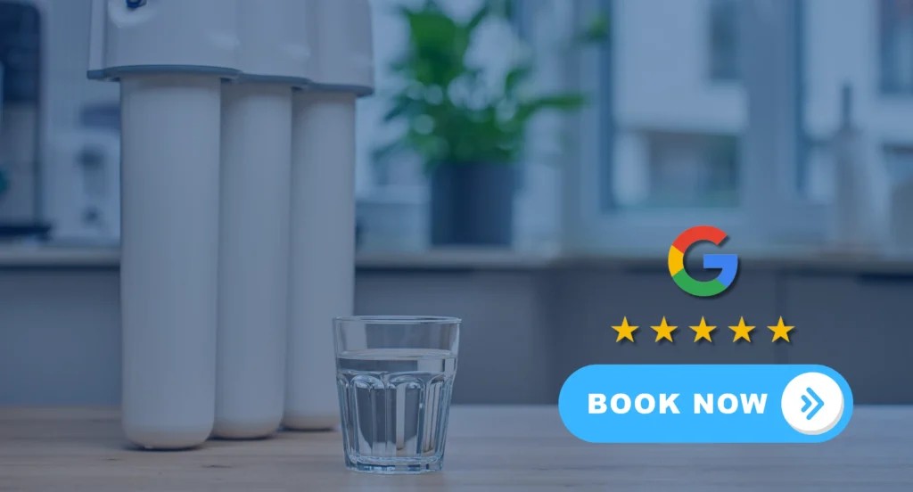 water filter image with water glass